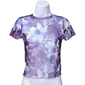 Reformation Sheer Mesh Floral Crop Top XS Festival Layering‎ Coquette Romantic